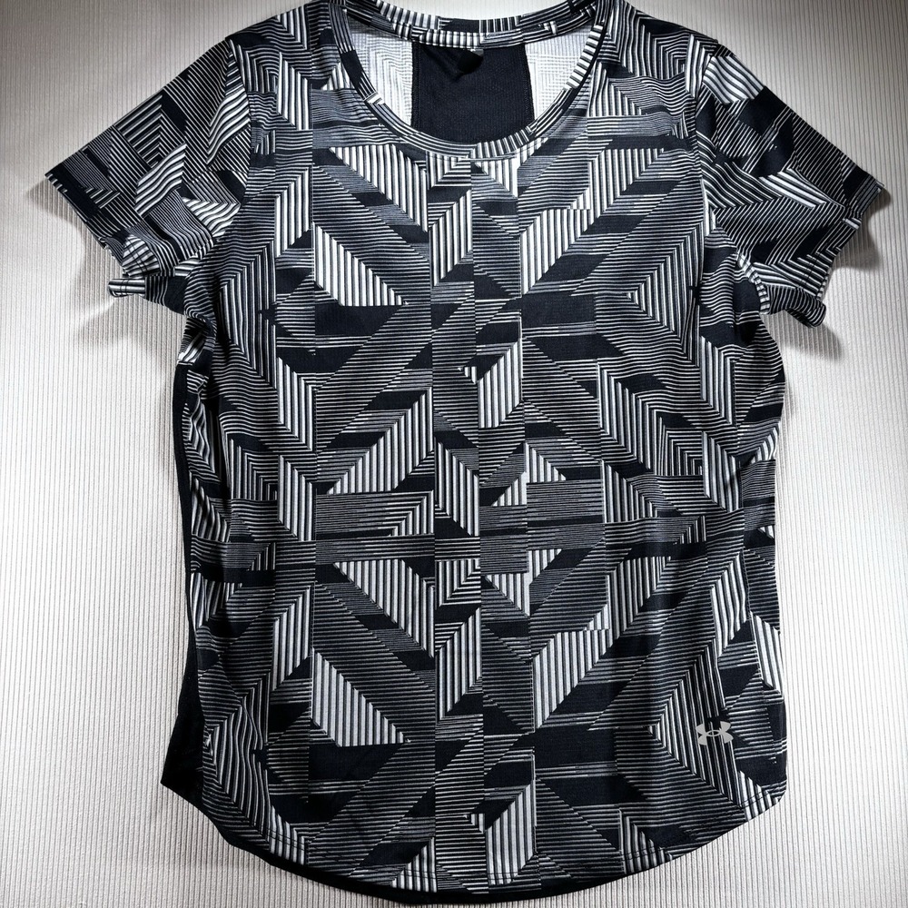 Under Armour Women's Pull On Geometric T-shirt‎ Black/Gray Large, Yoga, Active
